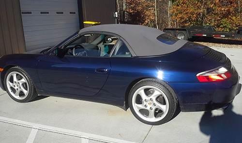 new convertible top installed on a porche